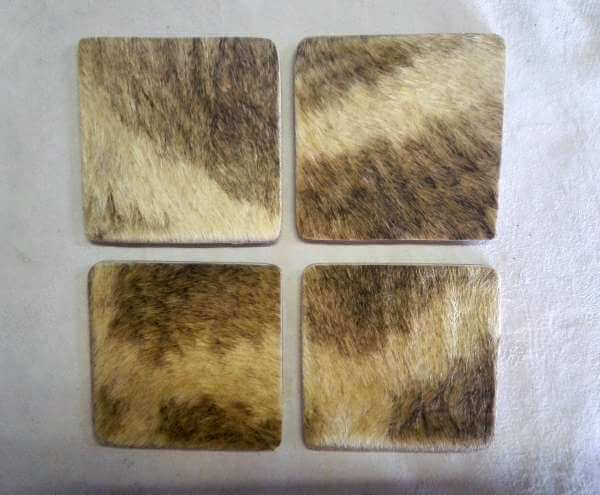 Square Giraffe hide coasters