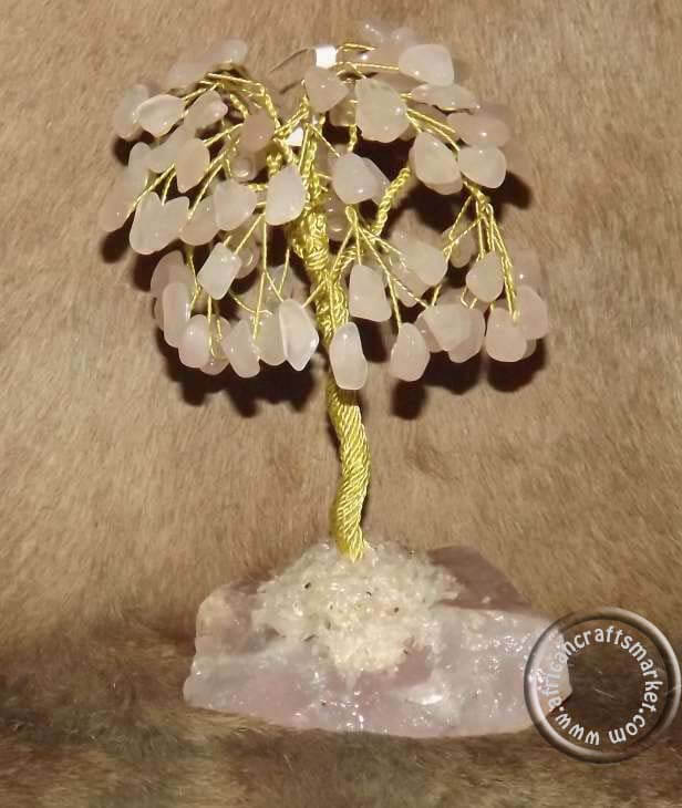 African Rose Quartz gemstone tree