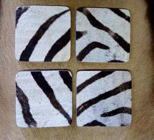 Square Zebra hide coasters