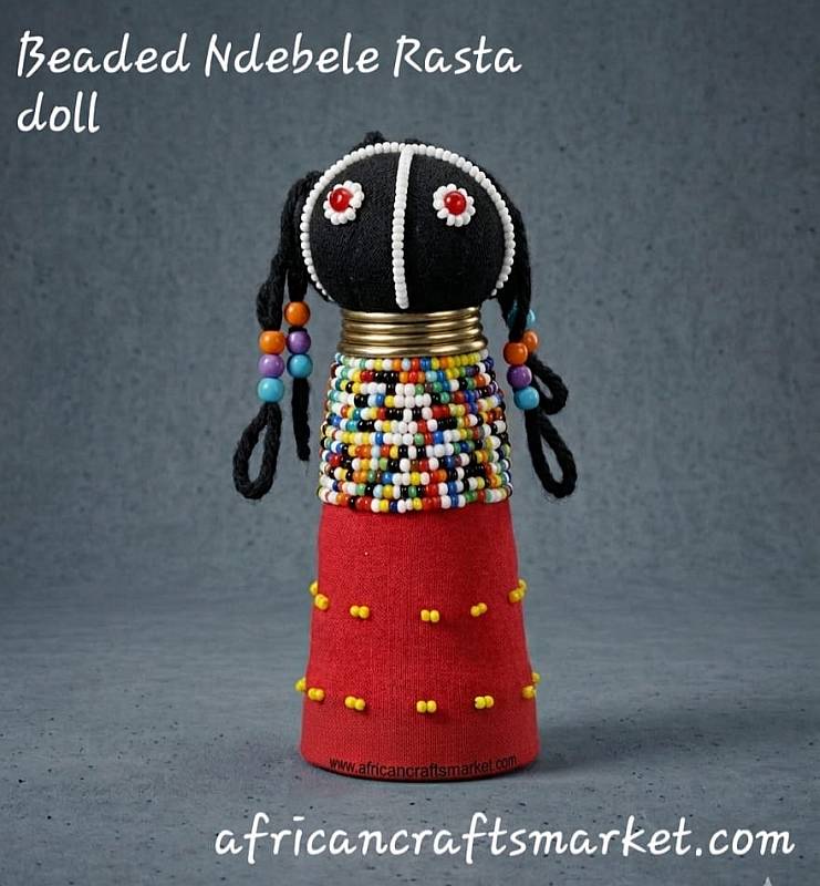 African Ndebele beaded rasta doll