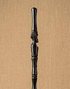 African ebony wood female tribal face hand-carved walking cane