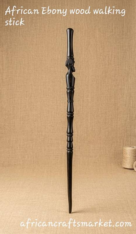 African ebony tribal woman face cane