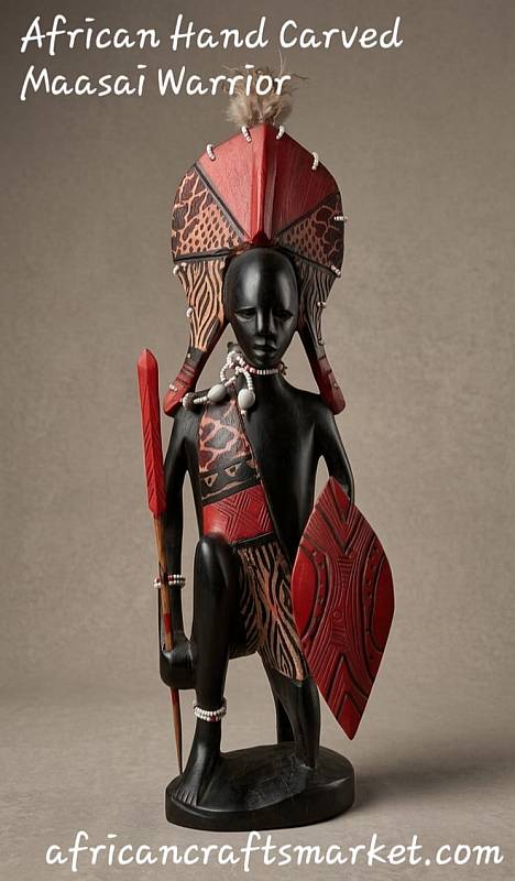 African wooden Masai warrior