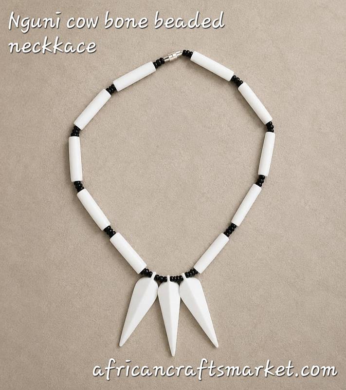 African handcrafted zebra bone necklace