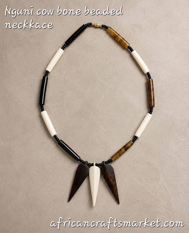 African handmade zebra bone necklace