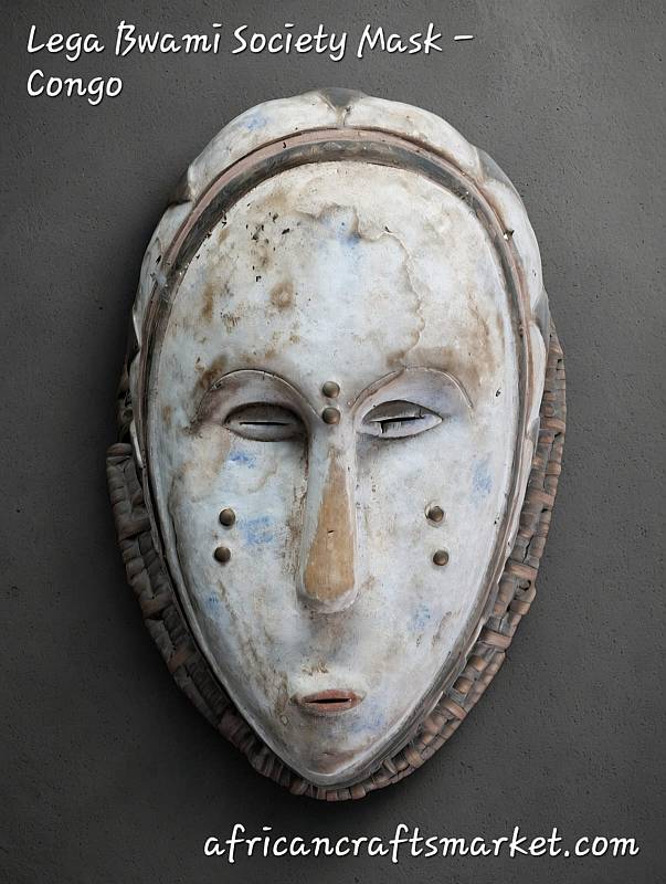 African Lega Bwami Society mask from the Democratic Republic of the Congo
