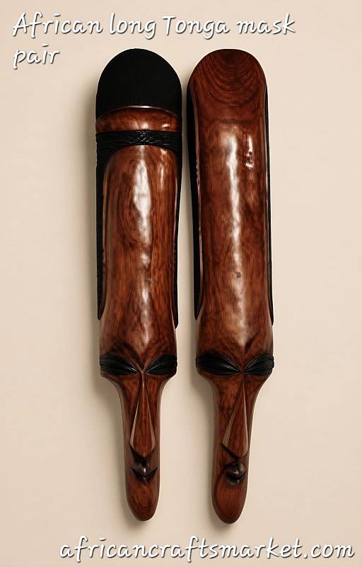 Hand-carved African Shona wooden mask from Zimbabwe