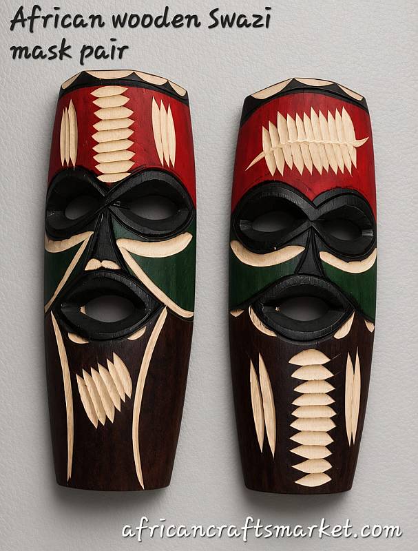 Detail of an African Swazi art mask from Eswatini