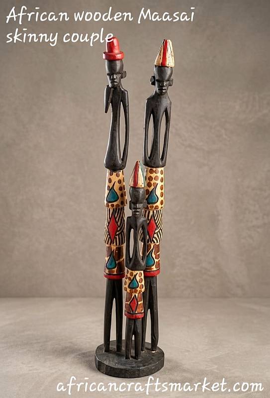 African wooden Maasai skinny couple