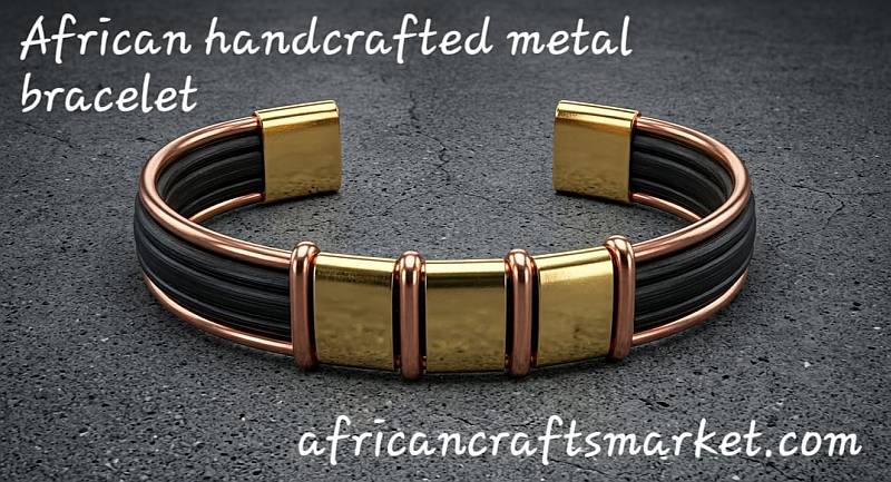 African Metal Wire and Rubber Inlay Bracelets