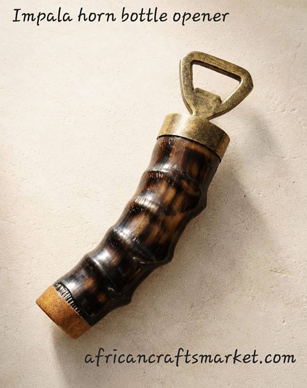 African handcrafted Impala horn bottle opener