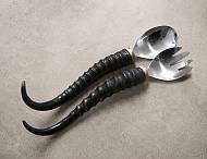 Natural Springbok horn salad server set for dining and entertaining