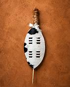 Genuine 35 cm Zulu Dance Shield Genuine Nguni hide Zulu dance shield measuring 35 cm, handcrafted traditional South African warrior curio