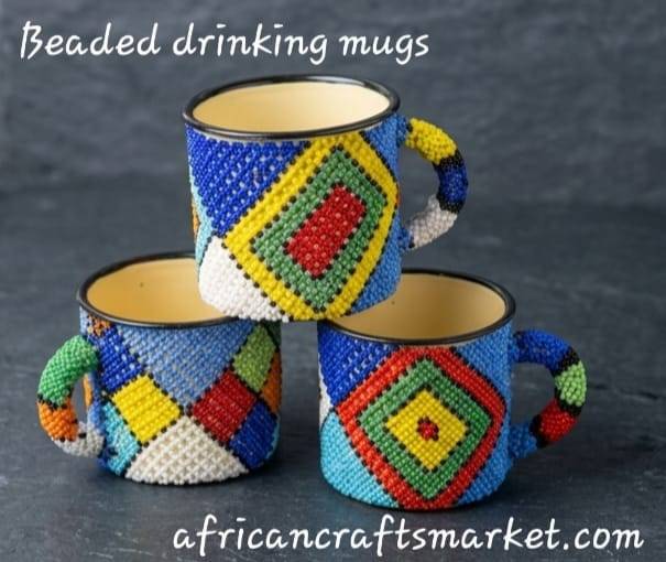 Zulu beded mugs African beaded coffee mug