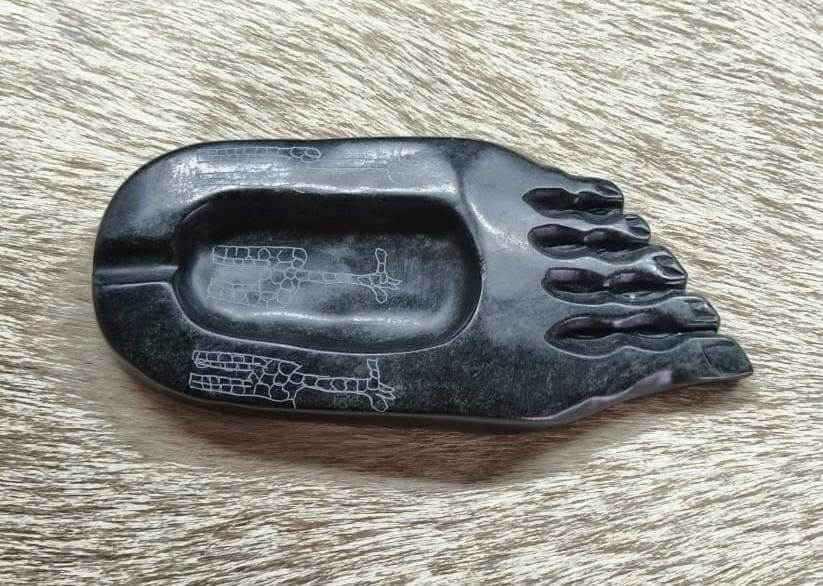 African ashtray carved like a foot African soapstone foot ashtray