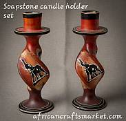 African Twisted Stone Candle Holders Hand-Carved African Twisted Stone Candle Holders