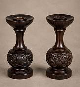 African Wood Tribal Candle Holders
