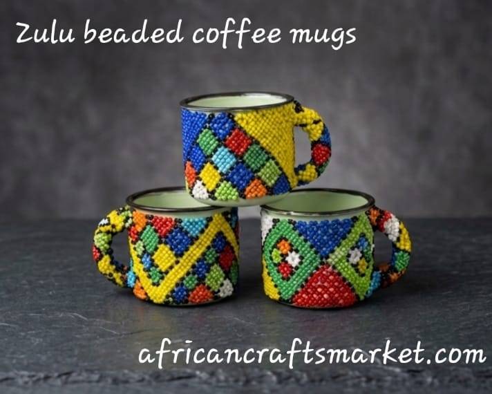 Zulu beded mugs African beaded coffee mug