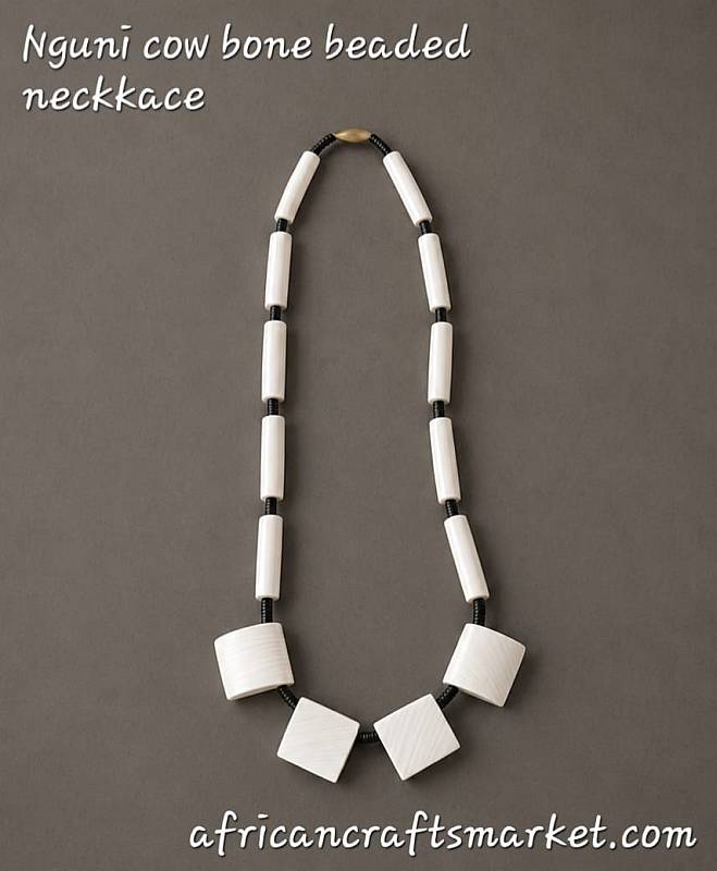Handmade African buffalo bone necklace