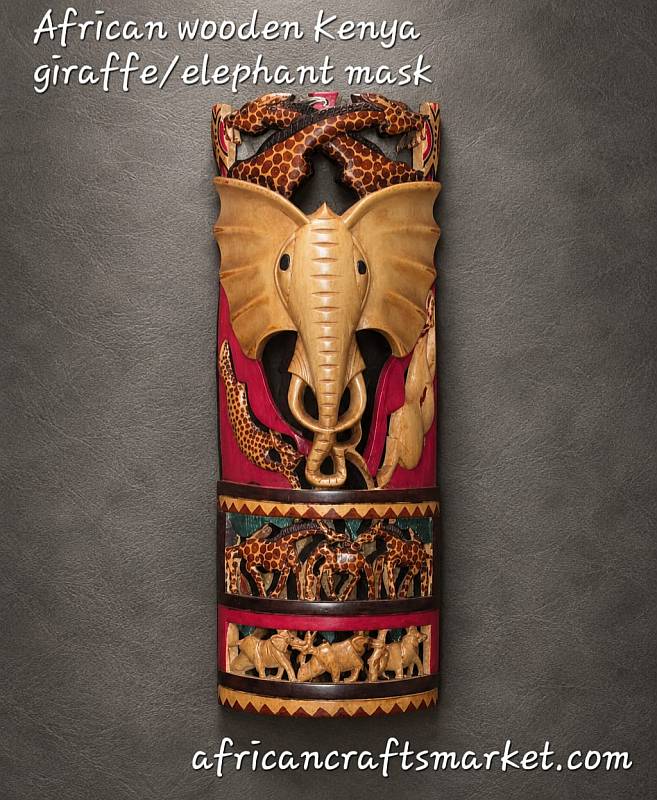 Kenyan wooden elephant mask Hand carved wooden elephant mask from Kenya