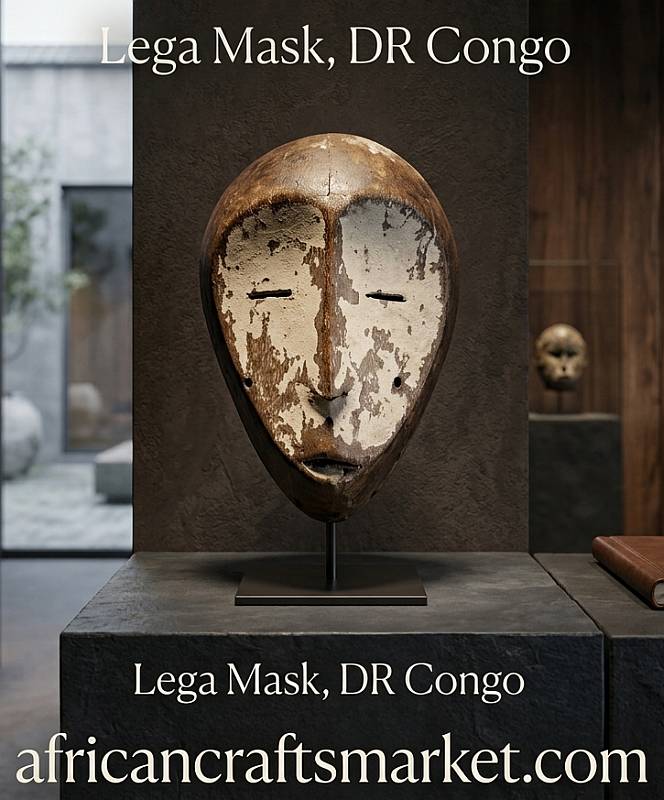 African Lega Bwami Society mask from the Democratic Republic of the Congo