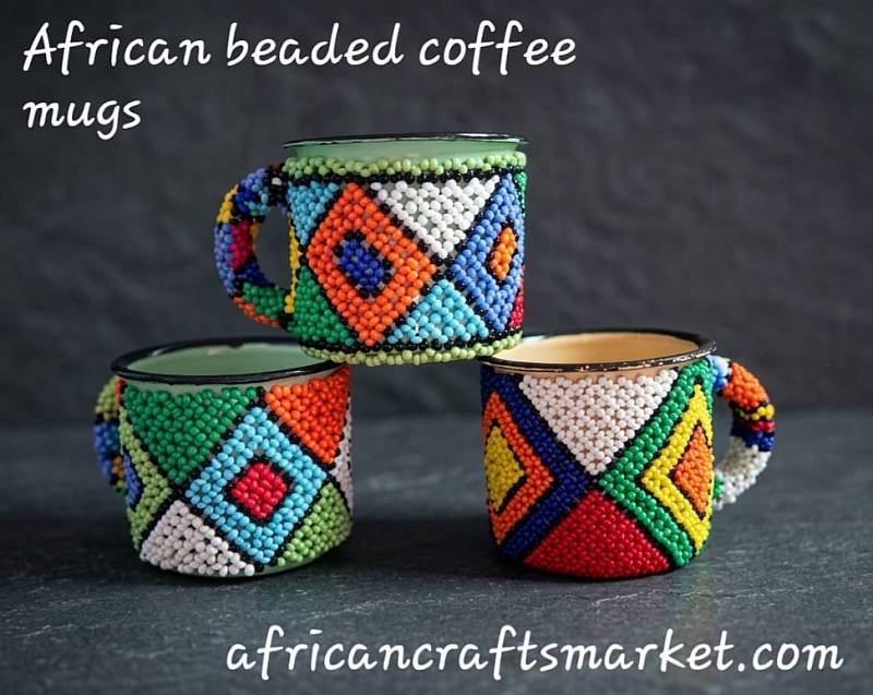 African Zulu beaded cofee cup African Zulu beaded cofee mug
