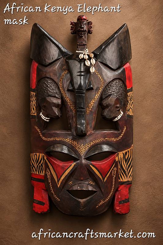 Decorative Maasai-style wooden mask from Kenya