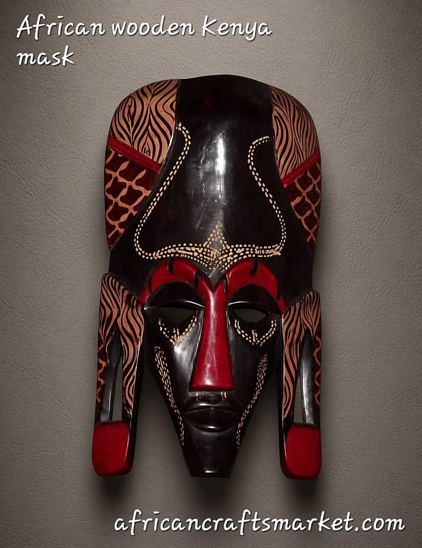 Hand carved Maasai Mare wooden mask from Kenya