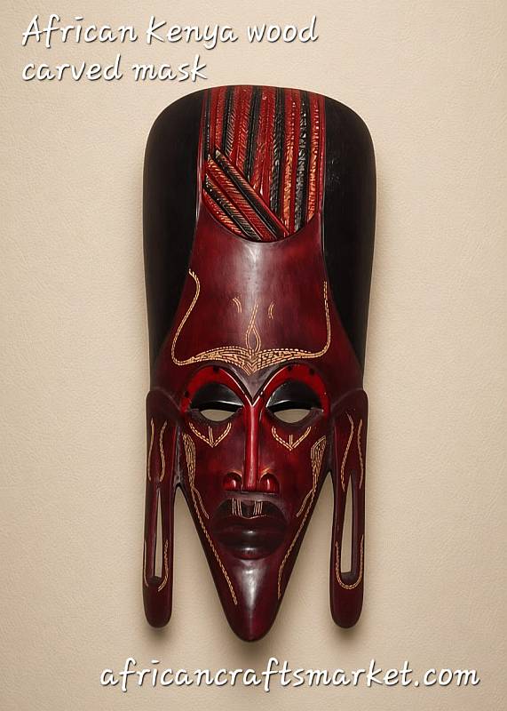 Hand carved Maasai wooden mask from Kenya