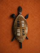Mid-sized mini Zulu hide shield measuring 17 cm, handcrafted traditional African tribal curio
