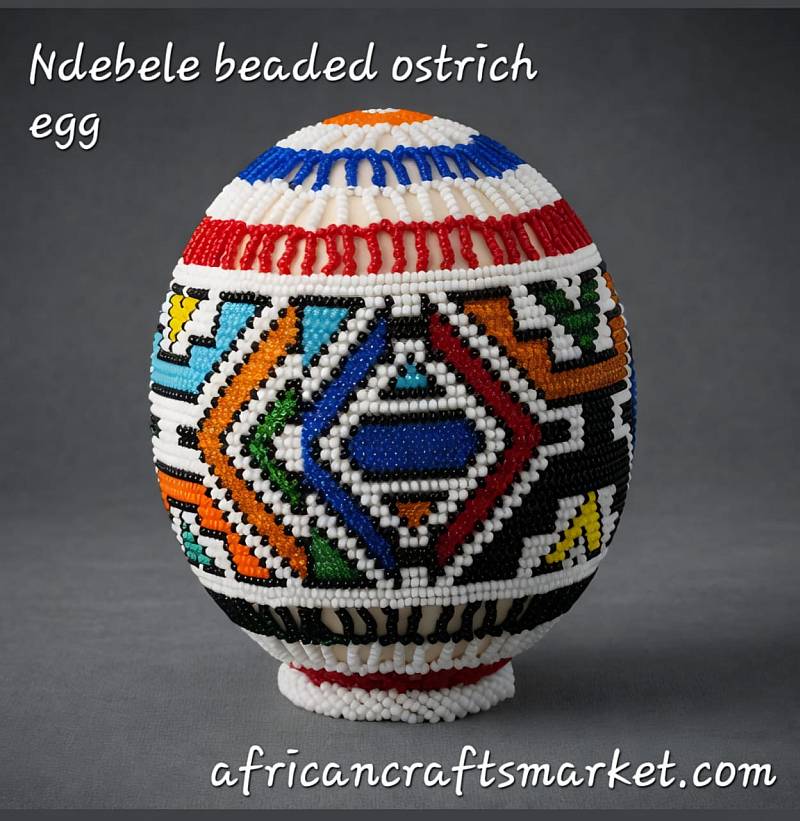 Ndebele decorative African beaded ostrich egg
