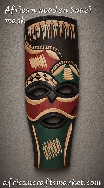 African Swazi art mask from Eswatini – front view