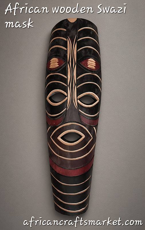 and-carved Swazi art mask from Eswatini