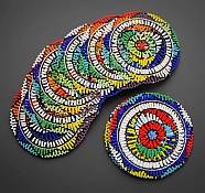 Beaded drinking coasters African handcrafted Zulu beaded coasters