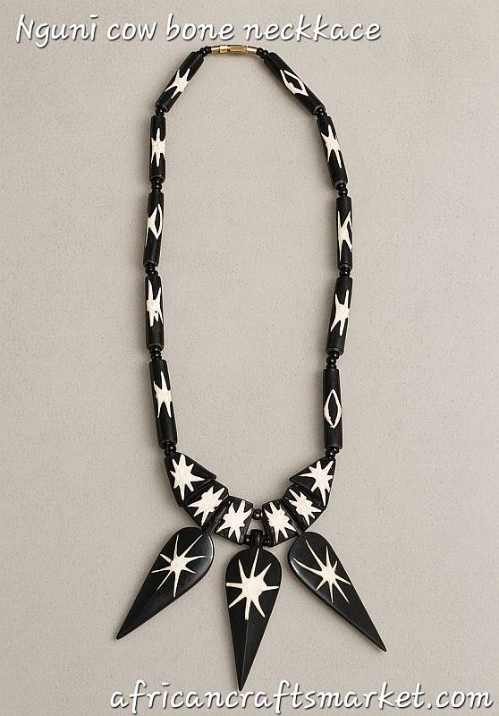 Zebra bone necklace with handmade African jewelry design