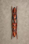 African Shona shield mask from Zimbabwe featuring carved abstract human figures